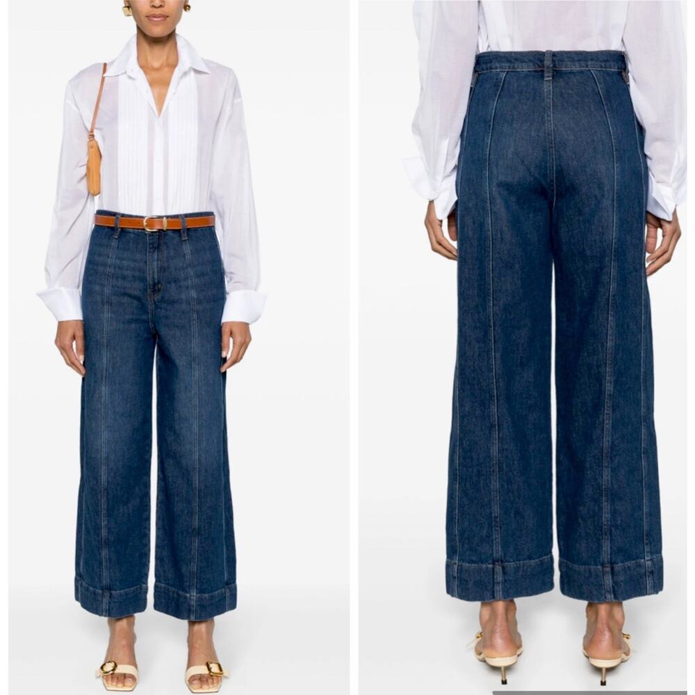 NWT FRAME Size 28 THE SEAMED WIDE LEG CROP Denim Jeans Pants $288